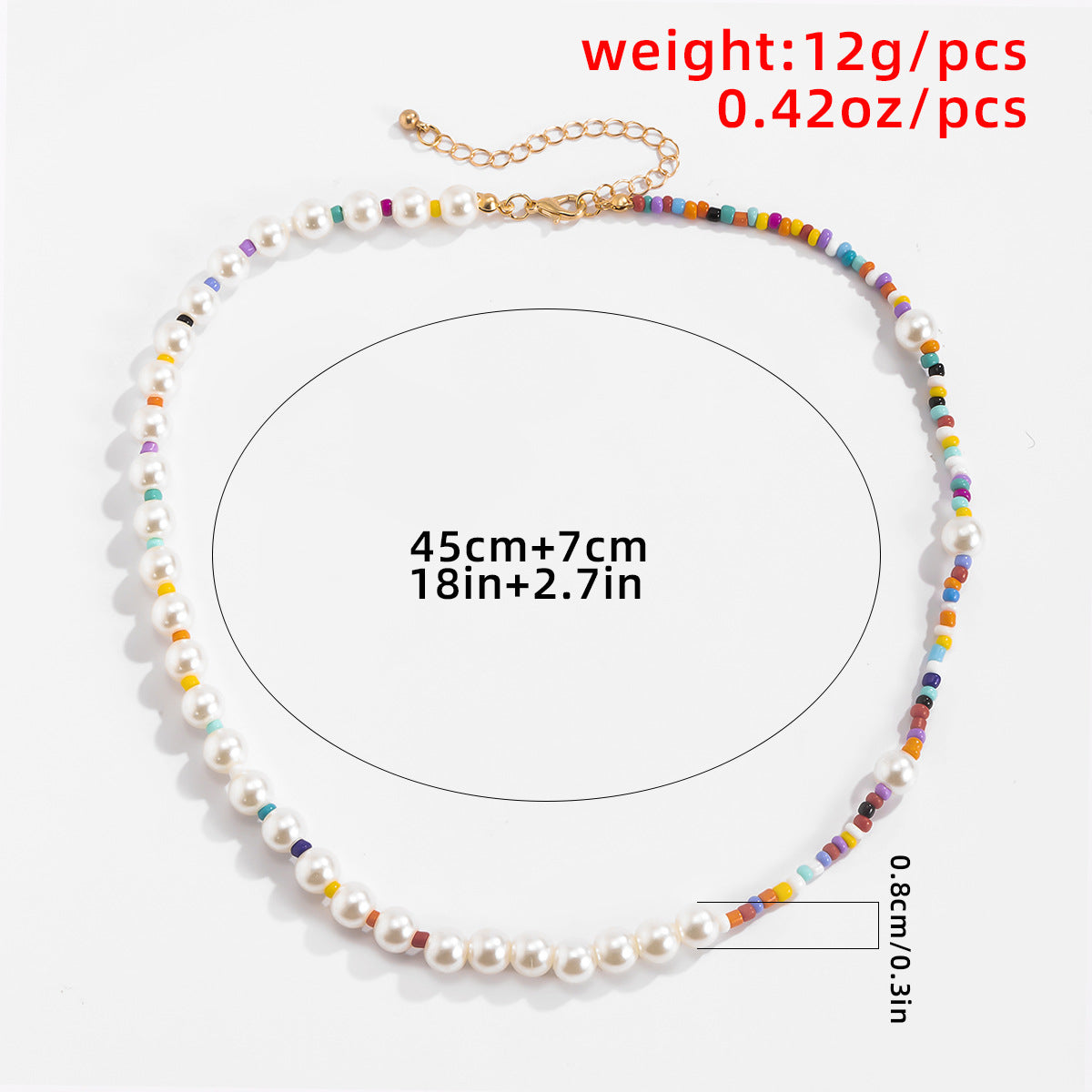 Pearl & Multi-Colored Rice Beads Necklace - Damned Threads